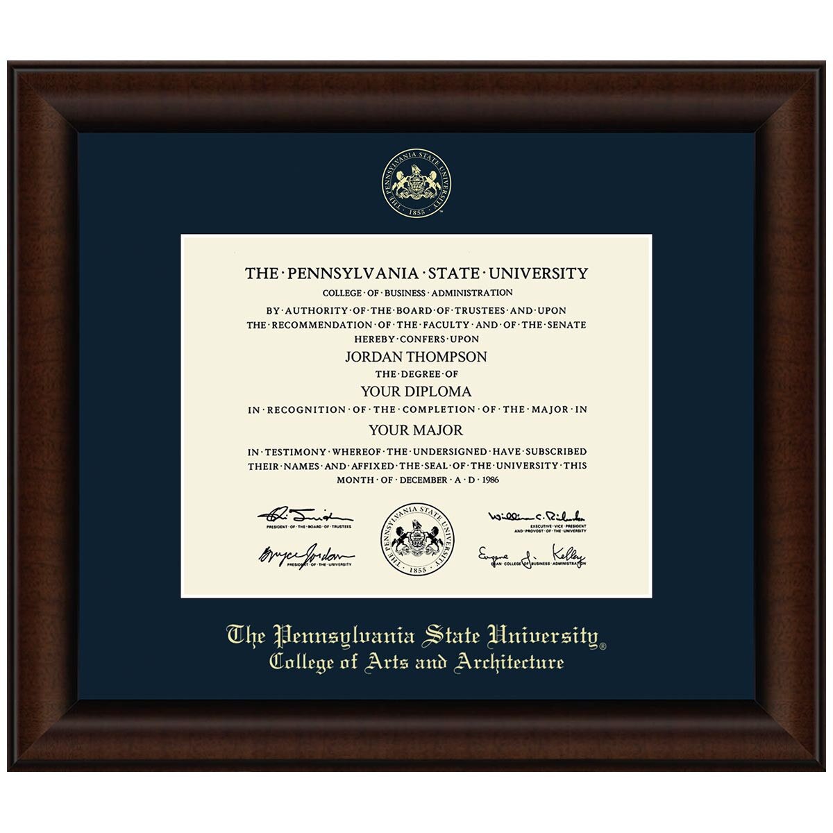 #105 College of Arts and Architecture diploma frame Lenox (Walnut)